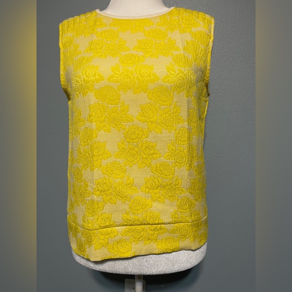Zara Trafaluc Tops - Zara Trafaluc‎ Yellow Jacquard Top Floral Texture Coquettecore Size Small